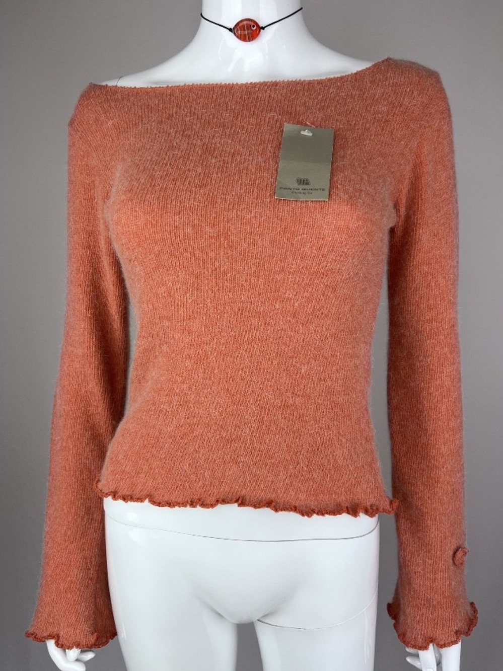 Orange flare sleeve angora sweater